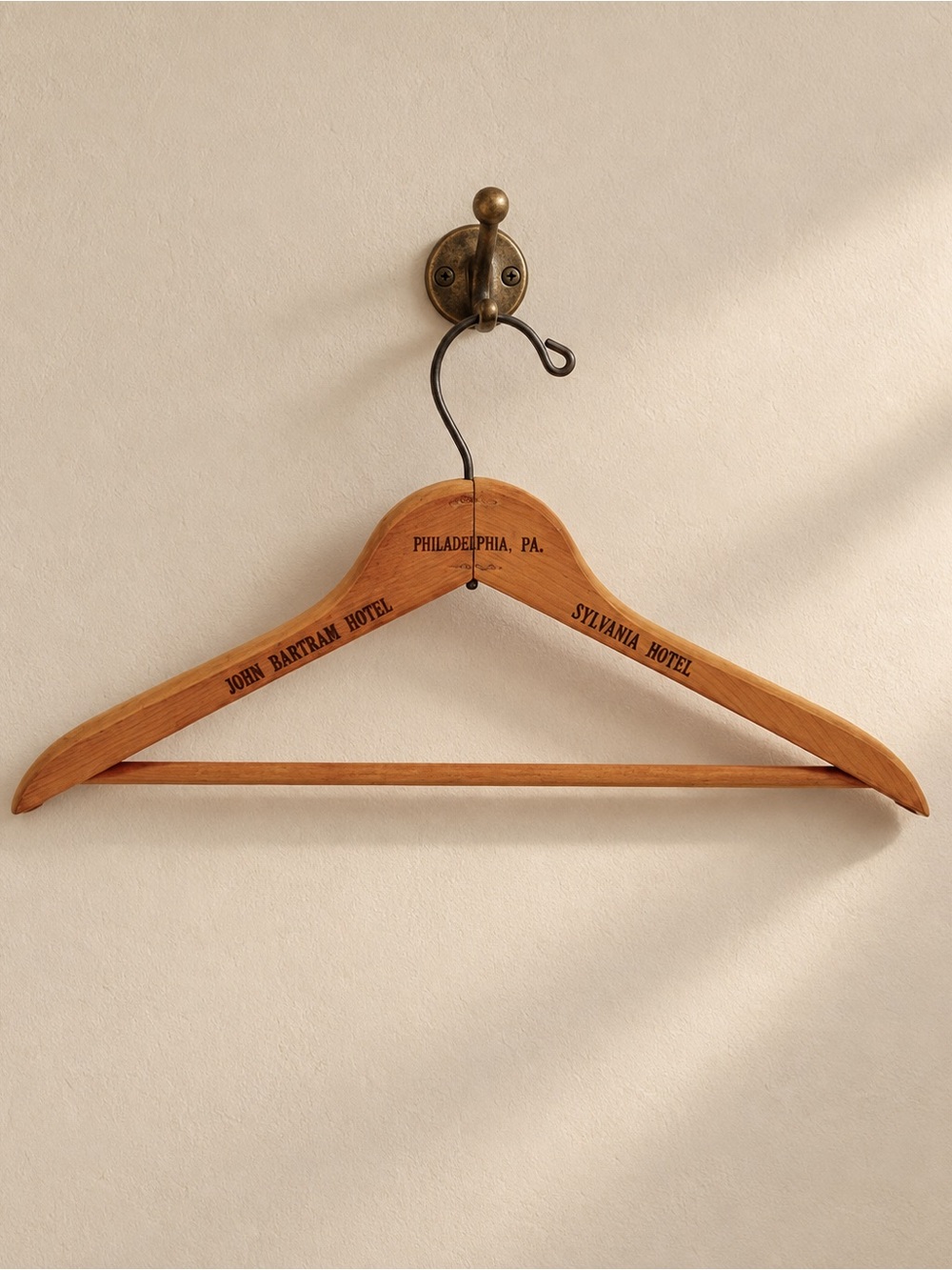 Vintage John Bartram Hotel Sylvania Hotel Philadelphia Wood Advertising Hanger